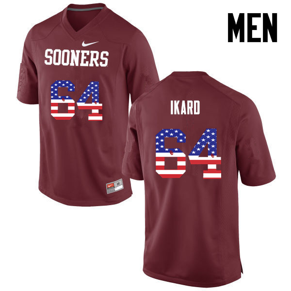 Men Oklahoma Sooners #64 Gabe Ikard College Football USA Flag Fashion Jerseys-Crimson